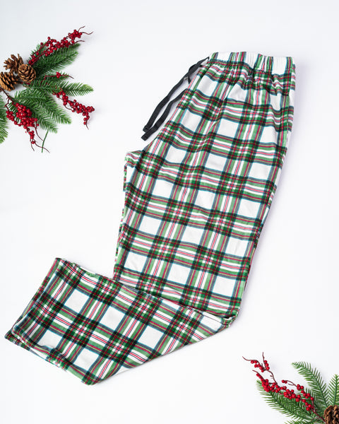 White Tartan Plaid PJ Pants (Unisex)