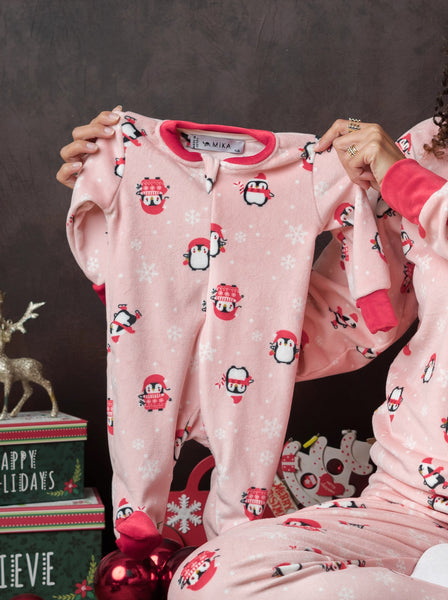 Pink Penguin Santa Baby Onsie