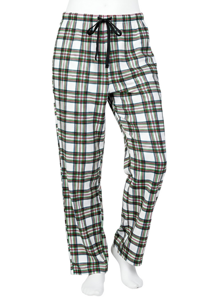 White Tartan Plaid PJ Pants (Unisex)