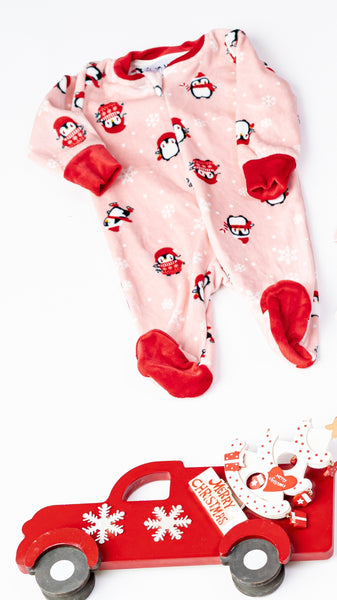 Pink Penguin Santa Baby Onsie