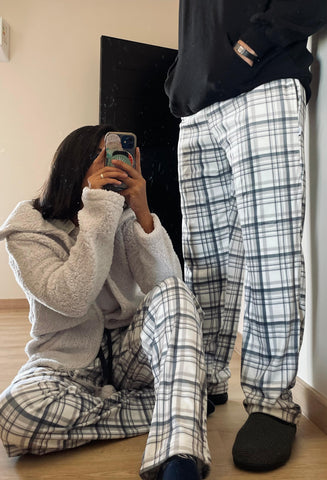 White/Grey Plaid PJ Pants ( Unisex)